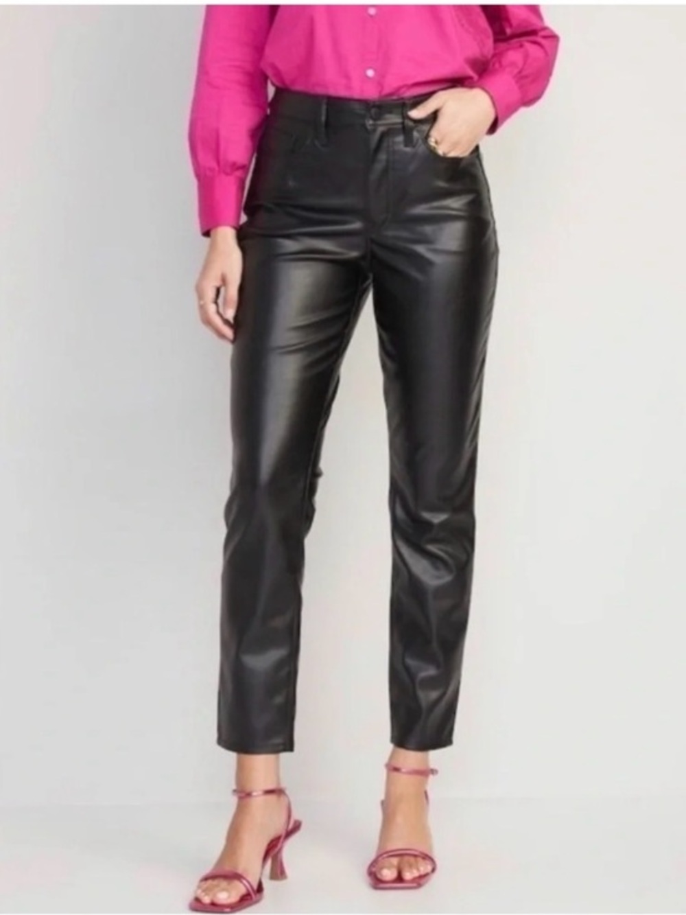 Old Navy Women's High-Waisted Og Loose Faux-Leather Ankle Pants